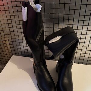 Black Leather Knee-High Boots